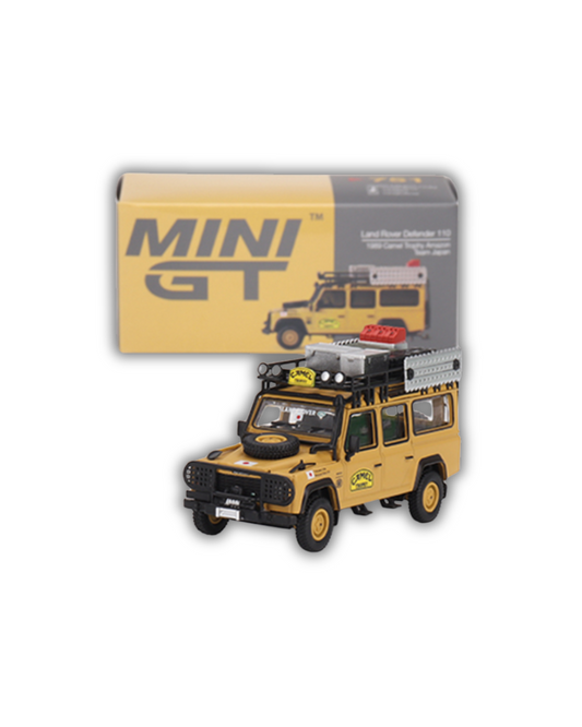 Mini GT - Land Rover Defender 110 1989 Camel Trophy Amazon Team Japan