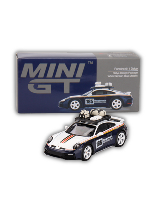 Mini GT - Porsche 911 Dakar Rallye Design Package White/Gentian Blue Metallic